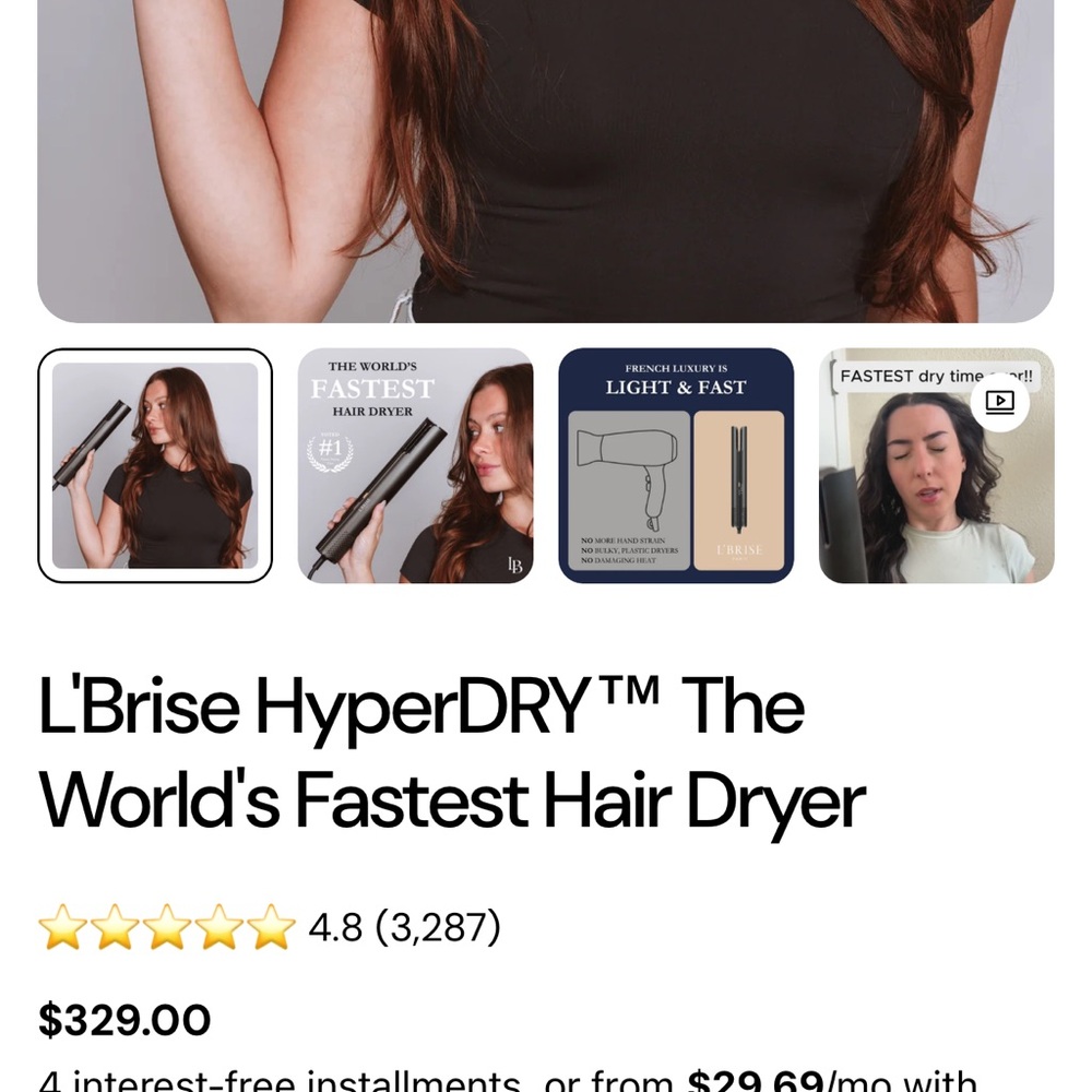 L'BRUSH Hair dryer and traight Tool in Black